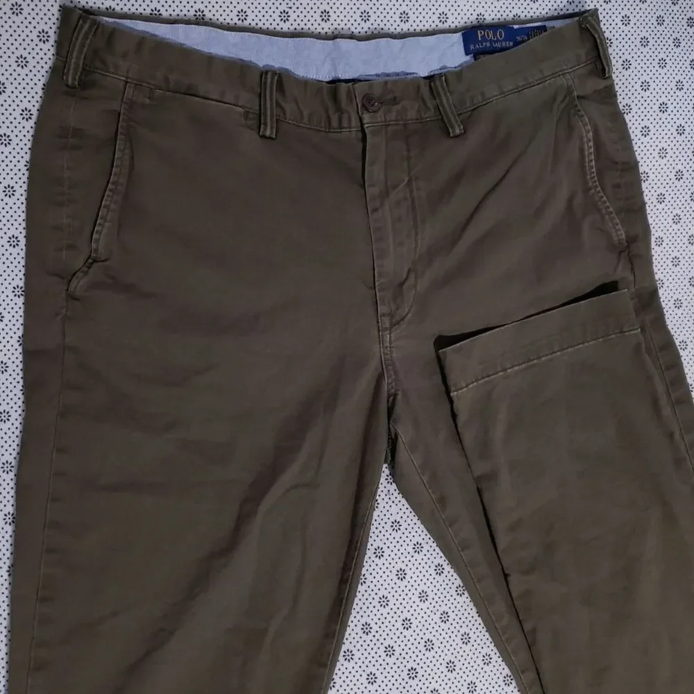 Polo Ralph Lauren Stretch Straight Fit Chino Pants 36x34 Olive Green 36/34